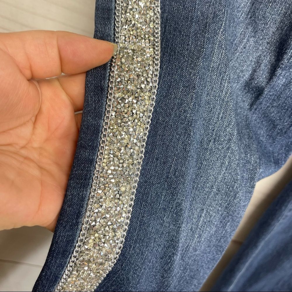 Inc Embellished-Stripe Skinny Jeans View 2